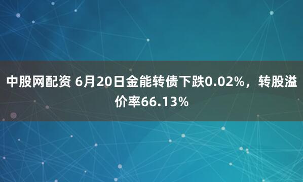 中股网配资 6月20日金能转债下跌0.02%，转股溢价率66.13%