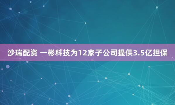 沙瑞配资 一彬科技为12家子公司提供3.5亿担保